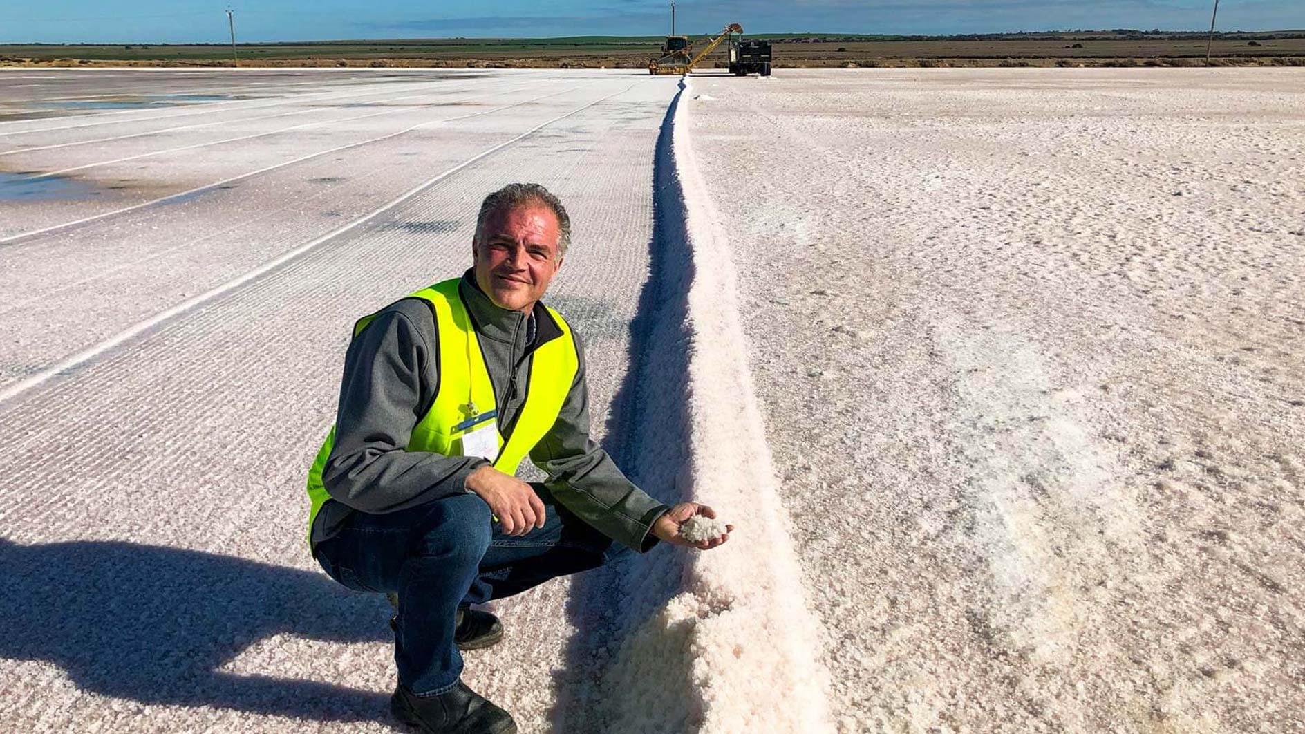 Mark Zoske, CEO of SaltWorks holding fresh salt